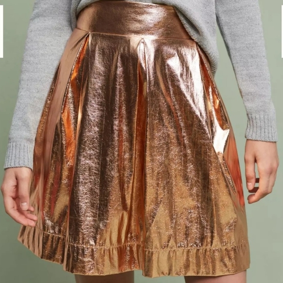 NEW Anthropologie Annie Griffin Silver Glen Plaid Metallic Skirt Circle Spin - Picture 8 of 11